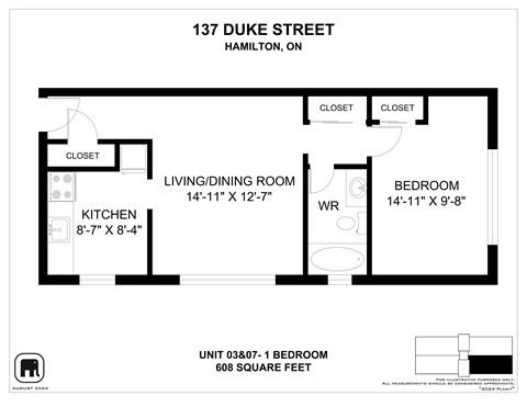 A floor plan for a duplex apartment at 137 Duke Street, Hamilton, ON.